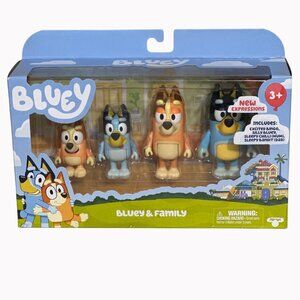 Bluey & Family 4-Pack Collectible Figures With New Expressions For Kids Ages 3+
